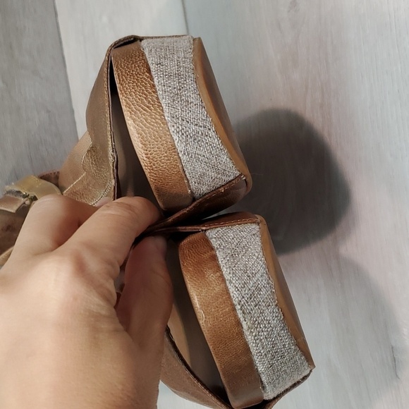 Anthropologie Antelope Karise  Ankle Leather Wedge Sandals Shoes sz 39/8 - Picture 5 of 12